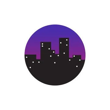 Circle abstract with city building light logo design vector graphic symbol .. Ilustración de archivo