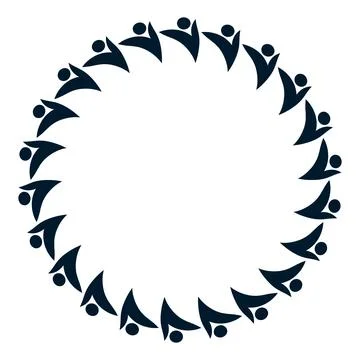 Circle of Abstract Figures Representing Unity and Connection in Design Stock Illustration