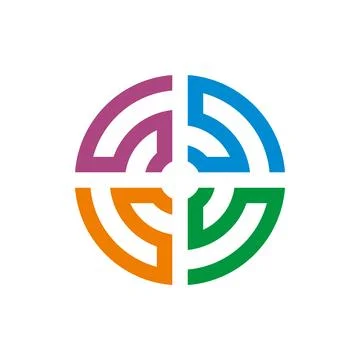 Circle Abstract Labyrinth Logo Template Stock Illustration