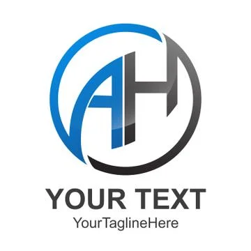 Circle Abstract Letter AH Initial alphabet Logo design Template white Backgro Stock Illustration