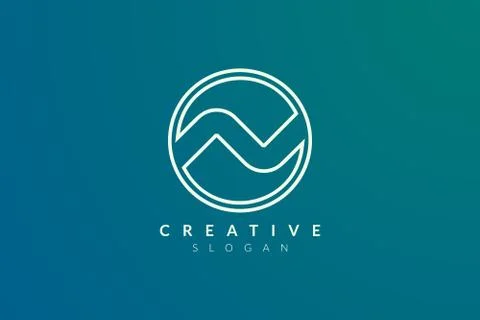 Circle with an abstract pattern forms the letter N. Minimalist and modern vec Illustrazione stock