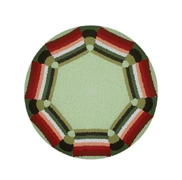 Circle with abstract pattern of green, burgundy stripes and texture. resemb.. Stockillustratie