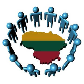 Circle of abstract people around lithuania map flag illustrationcircle of abs Stock Illustration