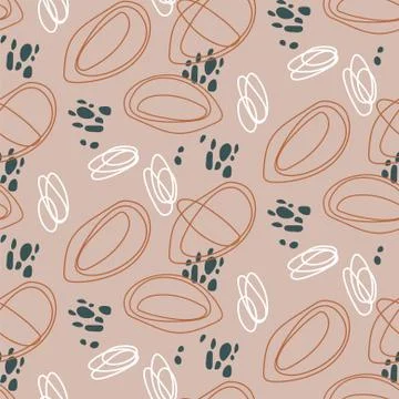Circle abstract shapes seamless pattern. Beige brown repeat background for wrap Stock Illustration