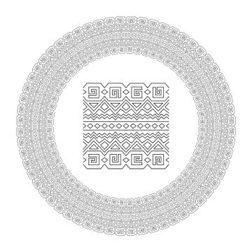 Circle ancient linear pattern for coloring book Stockillustratie
