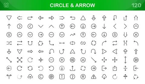 Circle and Arrow icon set. Editable line icons Stock Illustration