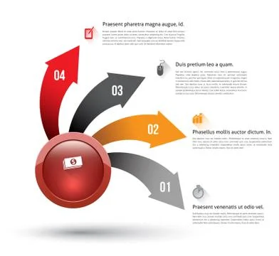 Circle and arrow options template with icons Stock Illustration