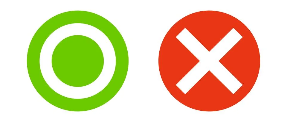Circle and cross icon set. Vector. Stock Illustration