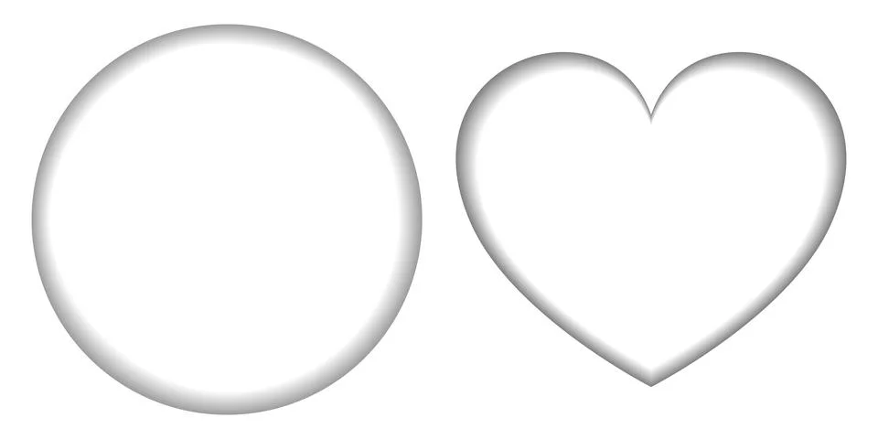 Circle and Heart Shape with Shadow Paper Cut Effect Minimalistic design idea 스톡 일러스트