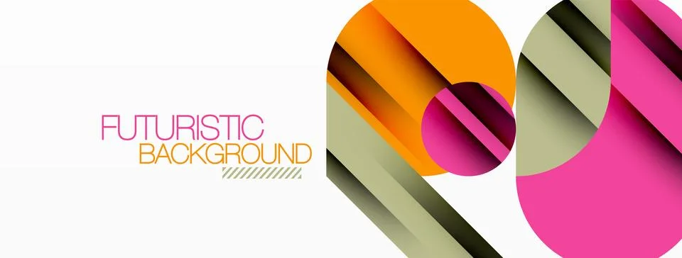 Circle and line geometric background. Round shapes with diagonal lines Stock Illustration