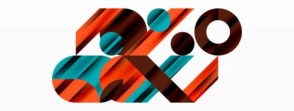 Circle and line geometric background. Round shapes with diagonal lines Stock Illustration
