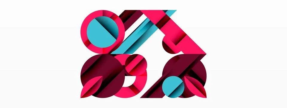 Circle and line geometric background. Round shapes with diagonal lines Stock Illustration