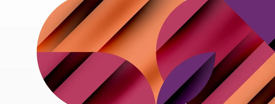 Circle and line geometric background. Round shapes with diagonal lines Stock Illustration
