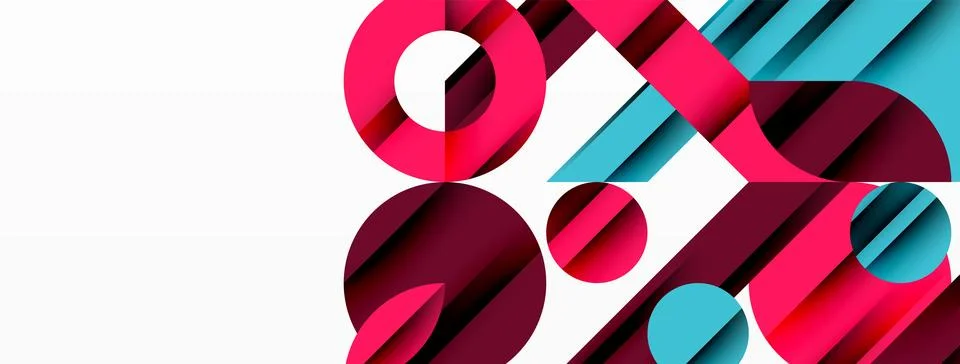 Circle and line geometric background. Round shapes with diagonal lines Stock Illustration