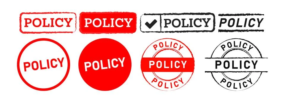 Circle and rectangle stamp policy sign for information regulation Stock Illustration