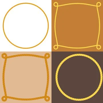 Circle and square Rope frame vector, flat design Illustrazione stock