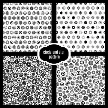 Circle and star vector seamless pattern set 스톡 일러스트