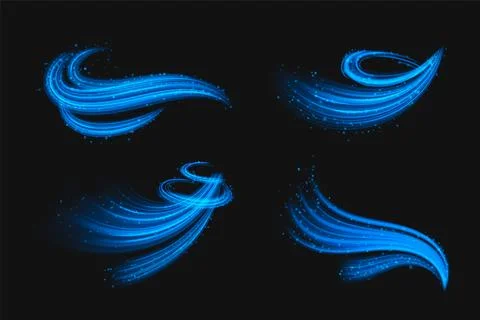 Circle and wave blue wind effect with particles. Stock Illustration