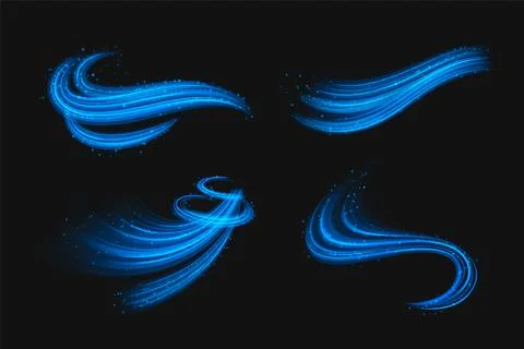 Circle and wave blue wind effect with particles. Stock Illustration