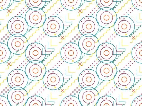 Circle and  zigzag on a seamless spring pattern. Stock Illustration