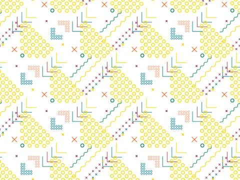 Circle and  zigzag on a seamless spring pattern. Stock Illustration