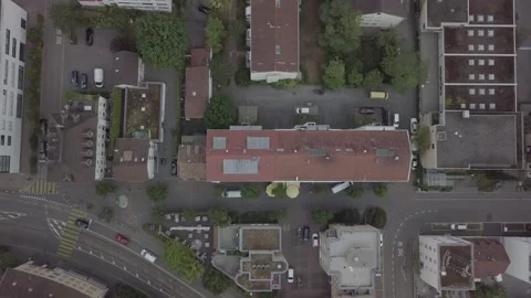 Circle Around Building With Basel Skyline Stock Footage 344914324