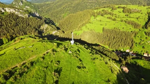 Circle Around Small White Antenna House Reveal Historical Village Aged Stock Footage 274140798