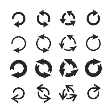 Circle arrow icon. Round arrows, circular pointing sign and circles button .. Stock Illustration