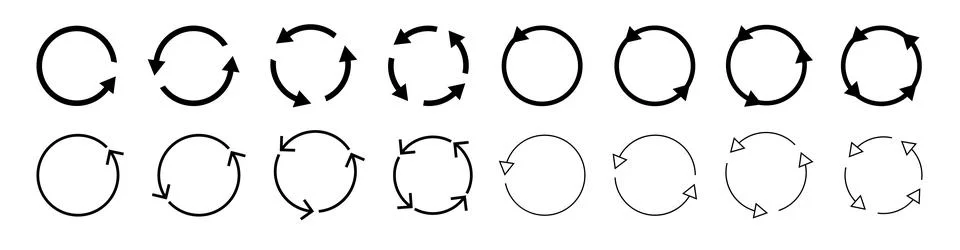 Circle arrow icon set. circular arrow icon refresh reload. Set of circle arrows Stock Illustration