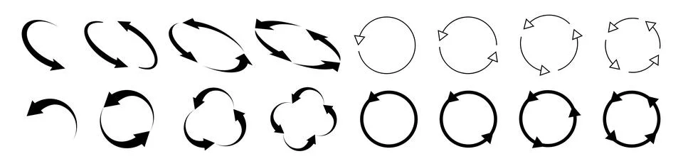 Circle arrow icon set. circular arrow icon refresh reload. Set of circle arrows Stock Illustration