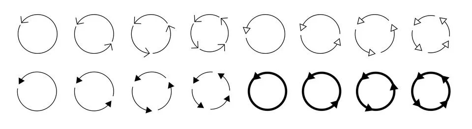 Circle arrow icon set. circular arrow icon refresh reload. Set of circle arrows Stock Illustration
