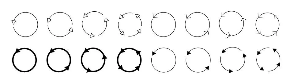 Circle arrow icon set. circular arrow icon refresh reload. Set of circle arrows Stock Illustration