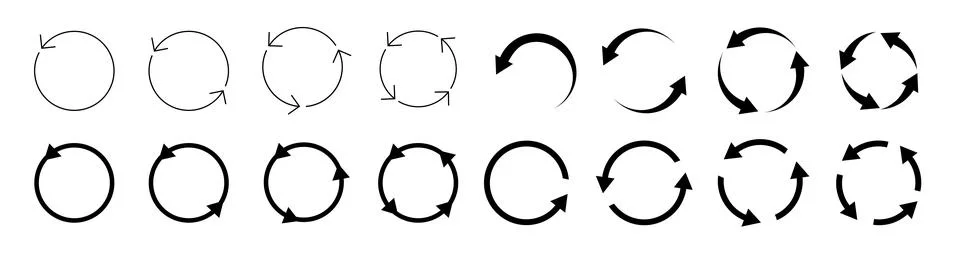 Circle arrow icon set. circular arrow icon refresh reload. Set of circle arrows Stock Illustration
