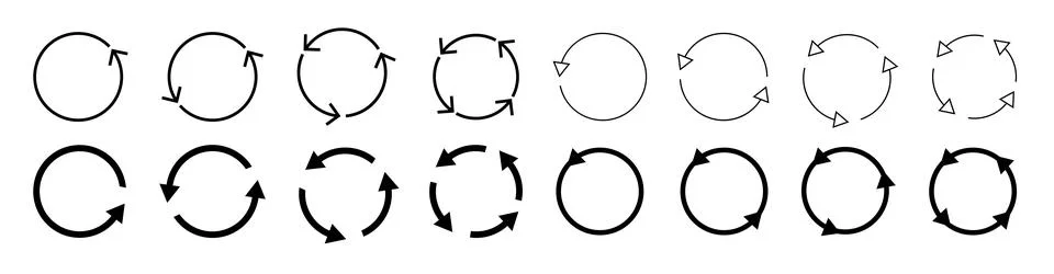 Circle arrow icon set. circular arrow icon refresh reload. Set of circle arrows Stock Illustration