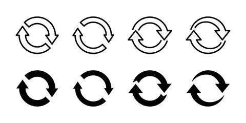 Circle arrow refresh icon. Circular repeat button. Rotating arrows symbol. .. 스톡 일러스트