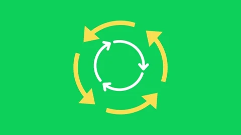 Circle arrow refresh icon rotation animation Motion graphic design on green.. Stock Footage 293577908