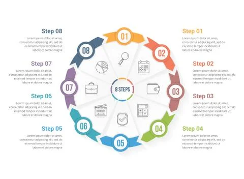 Circle Arrows with Eight Elements Stock Illustration