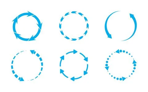 Circle arrows icon set. Round reload sign, repeat icon, rotate arrows, Vect.. 스톡 일러스트