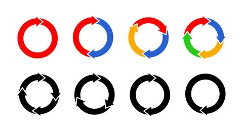 Circle arrows icon set, round reload symbol sign vector illustration 库存插图
