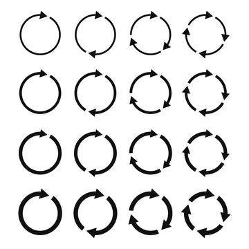 Circle Arrows Icons Set on White Background. Vector Illustrazione stock