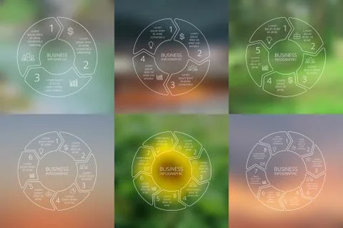 Circle arrows infographics set. Line infographic, diagram, graph, presentation Stock Illustration
