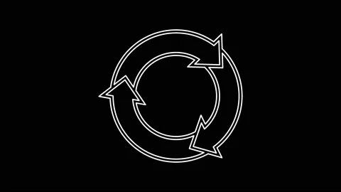 Circle of arrows, self drawing animation isolated on black and white backgrounds Stock Footage 139533682