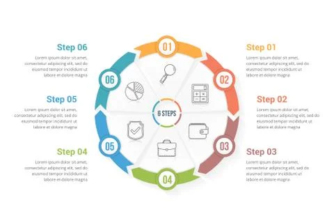 Circle Arrows with Six Elements Stock Illustration