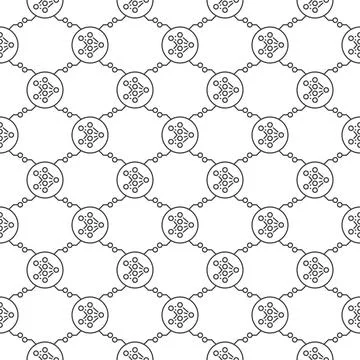 Circle with Artificial Neural Network vector line seamless pattern Stock Illustration