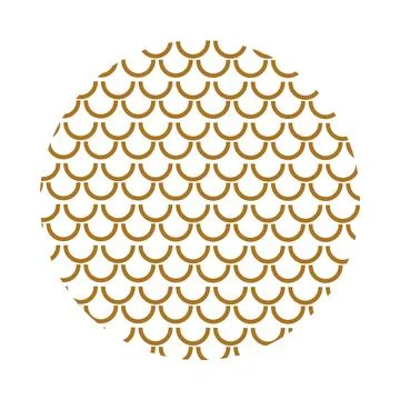 Circle Asian Pattern Stylized Scales Golden Carp Stock Illustration
