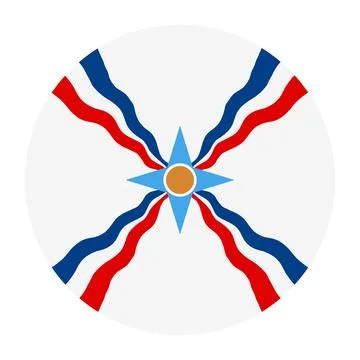 Circle Assyrian people flag vector illustration isolated. 库存插图
