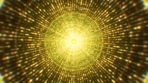 Circle Background Abstract Rotation Flight Shining Yellow Rays Golden Particles Stock-Footage 152151207