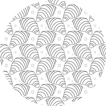 Circle Background of hand drawn Croissants and crumbles Pattern Minimalist flat イラスト素材