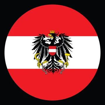 Circle badge Austria flag vector illustration isolated. Stock Illustration