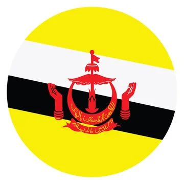 Circle badge Brunei flag button vector illustration isolated. 库存插图